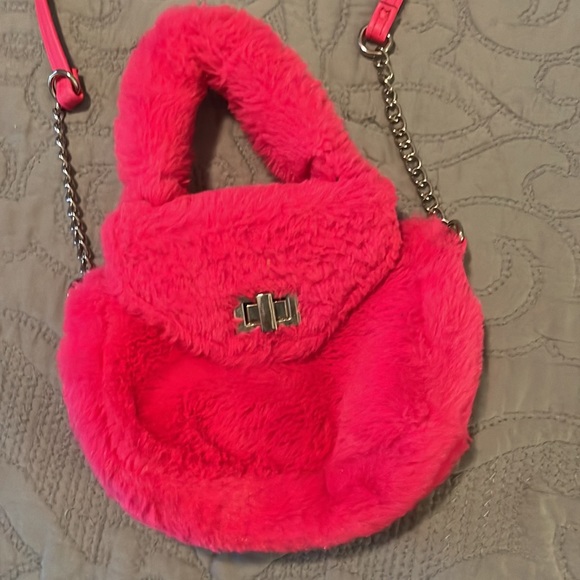 Target Small Hot Pink Faux Fur Crossbody Purse - Picture 1 of 4
